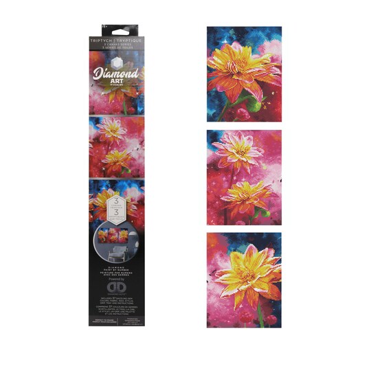 Diamond Art By Leisure Arts Diamond Painting Kits For Adults 11"X14" Advanced Triptych Yellow Flowers, Set Of 3, Full Drill, Art Kits, Dimond Art, For Adults